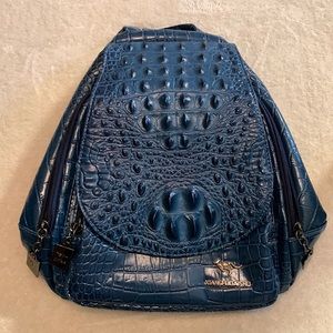 Leather embossed crocodile backpack, aqua blue